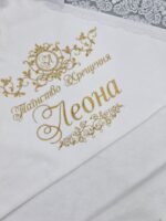 Крижма з велюру з ажурним мереживом  - Зображення 3