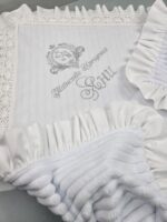 Крижма  з ранфорсу та велюру з рюшами  - Зображення 4