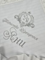 Крижма  з ранфорсу та велюру з рюшами  - Зображення 3