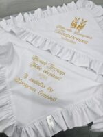 Крижма з ранфорсу та велюру з рюшами - Зображення 2