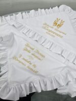 Крижма з ранфорсу та велюру з рюшами - Зображення 4