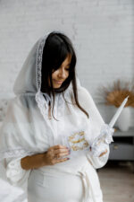 Палантин  з білим лляним мереживом - Зображення 4