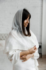 Палантин  з мереживом “зубчик з ромбами” 