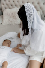 Палантин  з широкого лляного мережива 