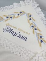 Тепла двошарова крижма з капюшоном та мереживом для хрещення